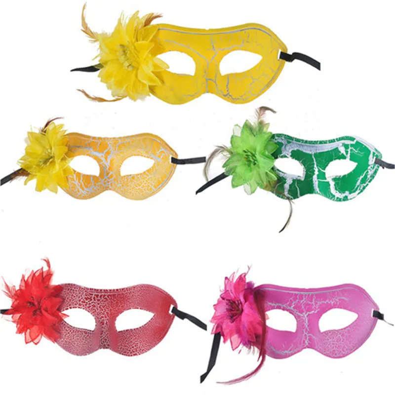 5 Piece Women Sexy Hallowmas Masquerade Masks with Flower Mask