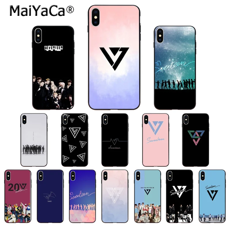 MaiYaCa KPOP boy team Seventeen черный ТПУ мягкий чехол для телефона Apple iPhone 8 7 6 6S Plus X XS MAX 5 5S SE