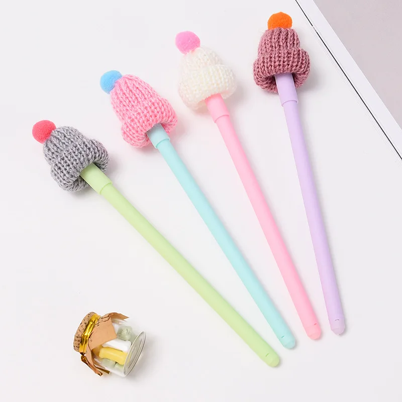 40 pcs Gel Pens Cartoon hat black colored kawaii gift gel-ink pens for writing Cute stationery office school supplies | Канцтовары для