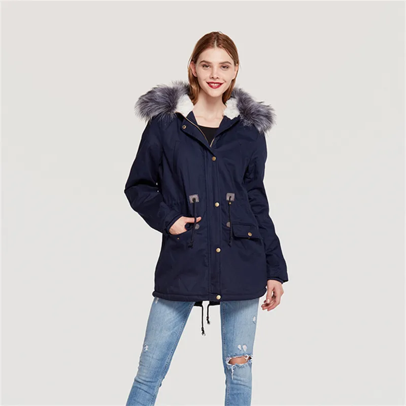 Bleu 2018 Green marine D'hiver Parkas Chaud Femmes Hiver army Poches Noir Coréenne La Style Taille Plus gris Long KJulcT1F3