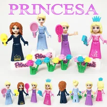 8PCS Action Blocks Figures Elsa Anna Princess Snow White Cinderella Mermaid Friends Compatible LegoINL Girl Toys disney toys 6pcs set cute mini princess snow white mermaid pvc action figures cinderella figurines collectible dolls kids toys