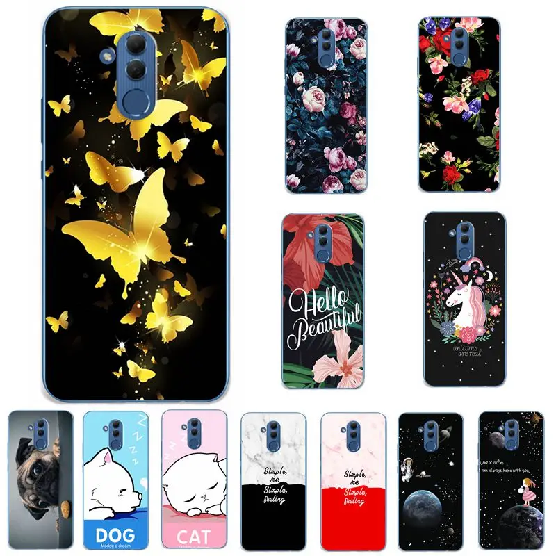 Влюбленные Мягкий Силиконовый ТПУ для телефона чехол huawei mate 20 Lite задняя бабочка