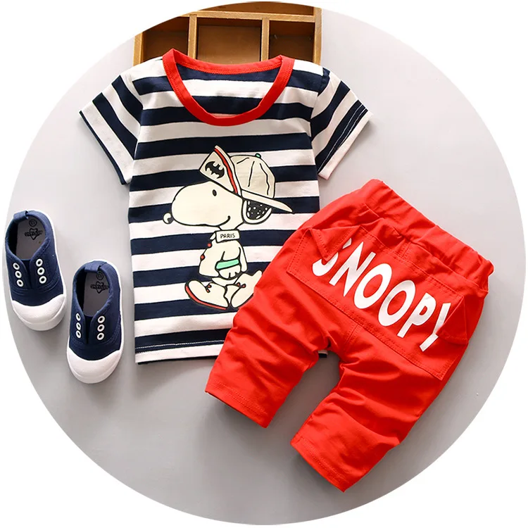 

Boys Summer Dress Korean Dress Cartoon Short Sleeve T-shirt Top + Short Pants 2 Suits Children's Jogging Suit Sportswear