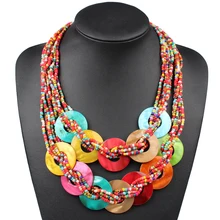 Маленькие бусы ручной работы, красочное ожерелье из морской раковины, этническое многослойное ожерелье, богемное ювелирное изделие, модное женское колье