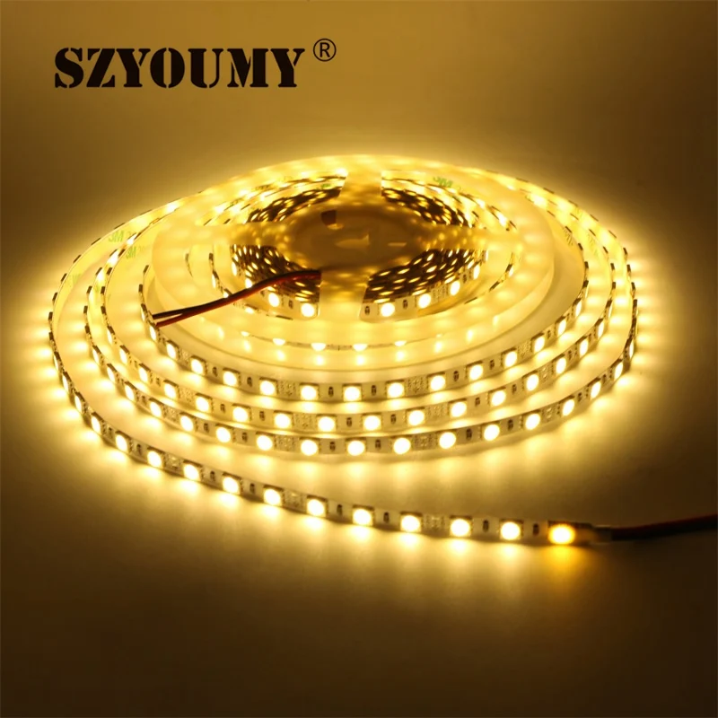 Szyoumy Светодиодные полосы SMD 5050 свет не Водонепроницаемый Клейкие ленты fita 5 м 420led DC 12 В Surper яркий 84led/ м полосы Клейкие ленты