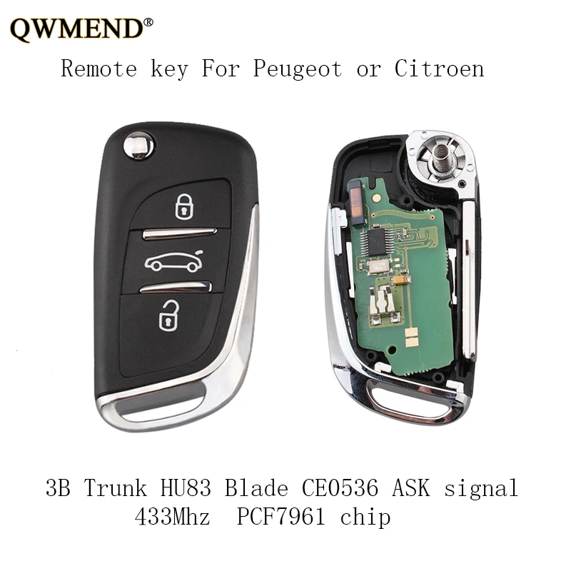 QWMEND 3 кнопки дистанционного ключа для CITROEN C1 2 4 5 Berlingo Picasso PEUGEOT 207 208 307 2005 2011 ASK signal