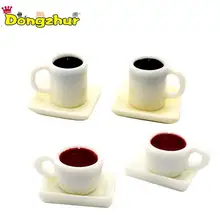 4 шт. мини чашка+ держатель миниатюрная кофейная чашка кухонная комната еда посуда для напитков деко для 1:12 кукольный домик подарок ролевые игры игрушки