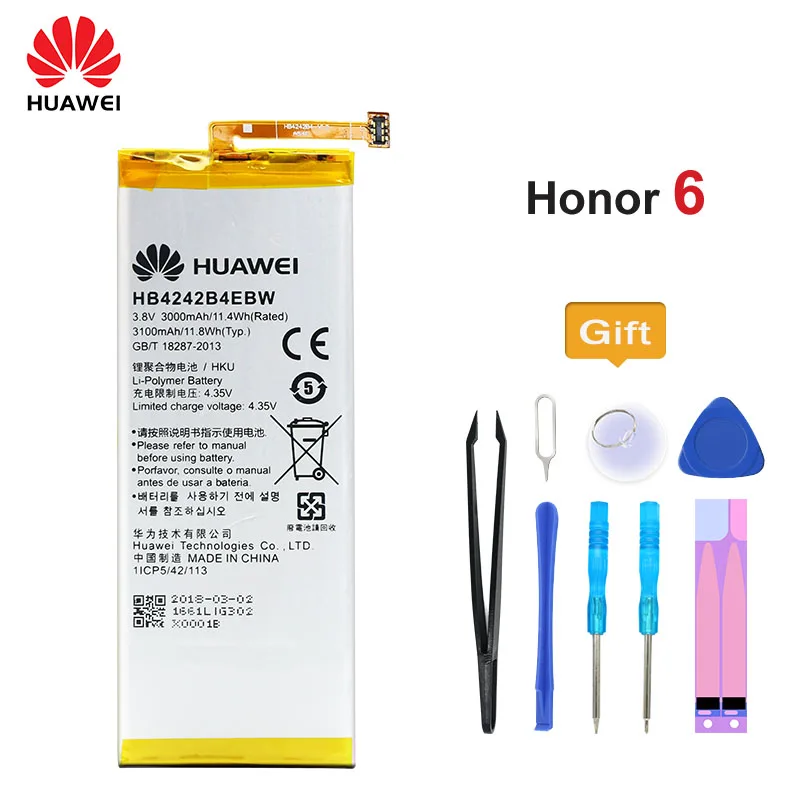 

Original Huawei Battery HB4242B4EBW for Huawei Honor 6 Honor 4X H60-L01 H60-L02 H60-L11 H60-L04 3000mAh