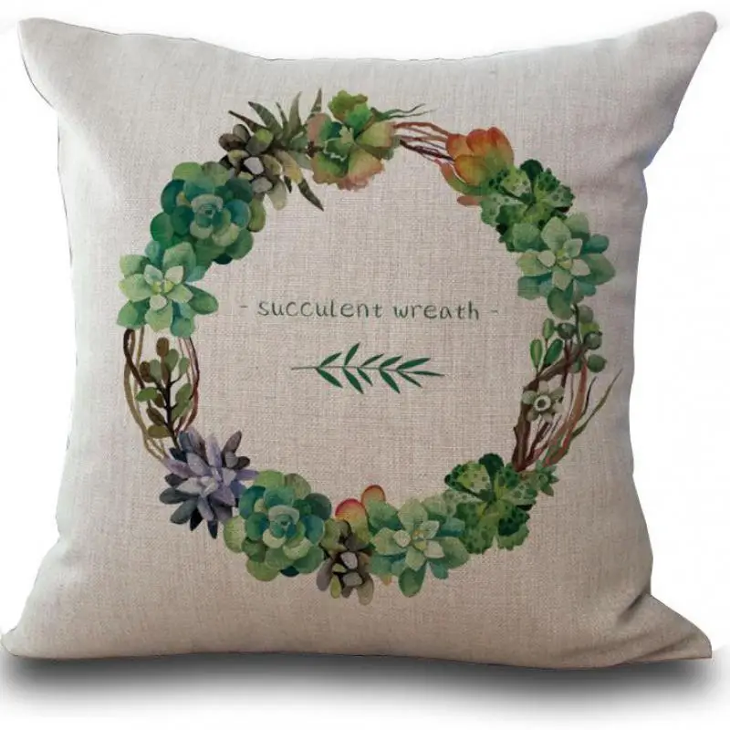 Factory Direct Supply New Hand Painted Lovely Succulents Linen Throw