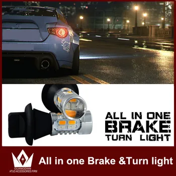 

Tcart 1Set auto led rear stop lamp+turn signal bulb rear brake light with turn signal light 5730 chip 20w 1000lm bright 3157 T25