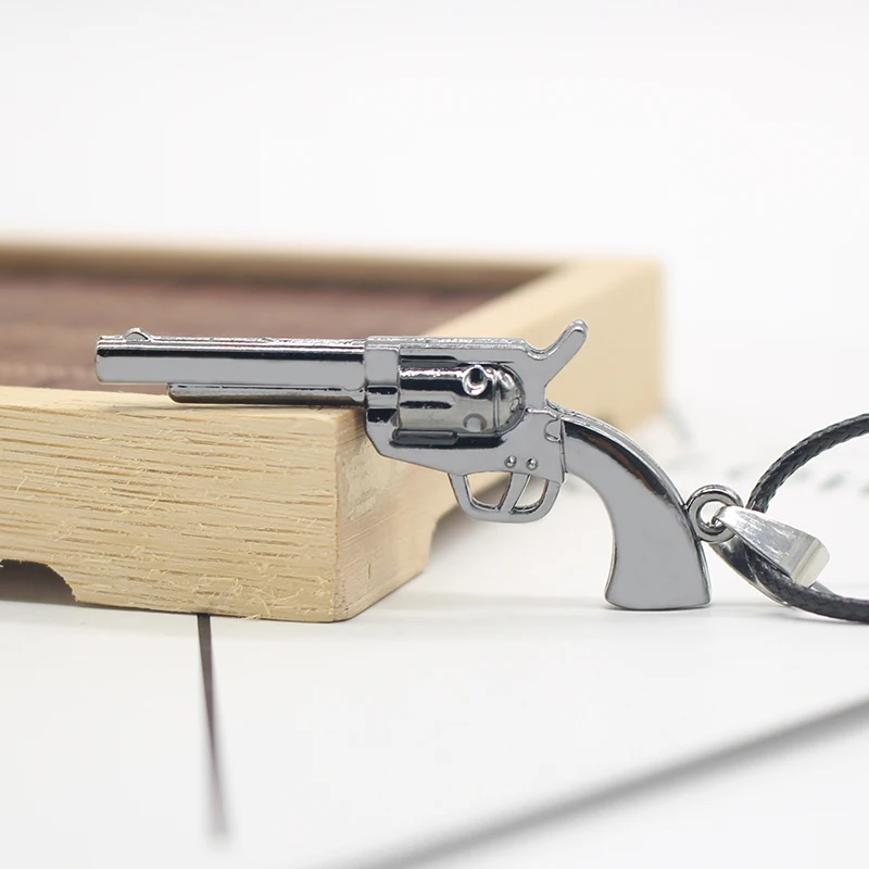 Charms Steampunk Weapon Revolver Pistol Gun Pendant Choker Necklaces Trendy Alloy Desert Eagle Gun Rope Chain Necklace For Men