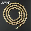 UWIN-Cadena de rapero de Hip Hop para hombre y mujer, collar de eslabón en forma de cuerda de 3mm, 18 