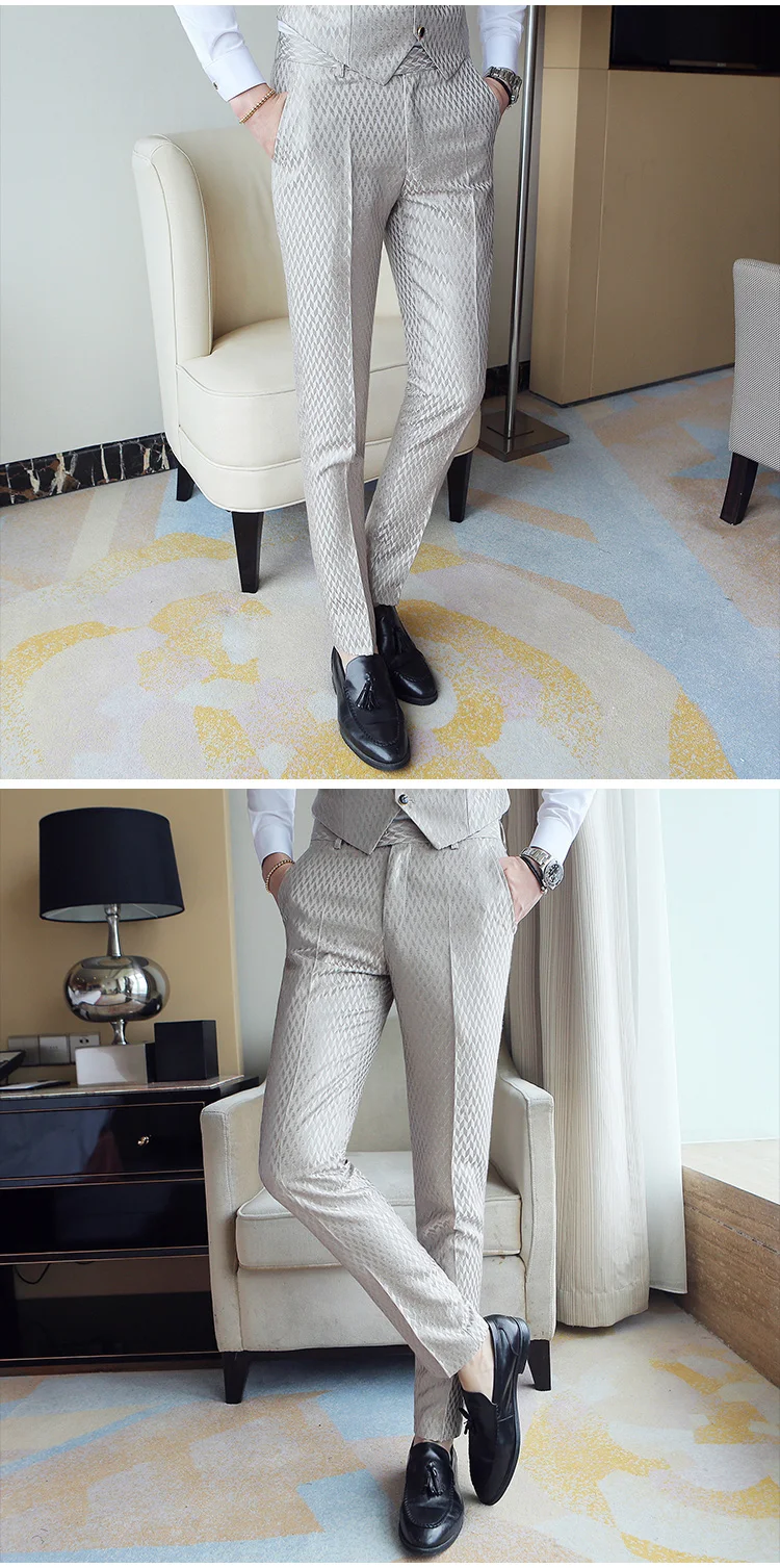 Высококачественный бренд модный бутик клетчатый повседневный деловой мужской костюм брюки/мужские повседневные мужские брюки Тонкий костюм брюки