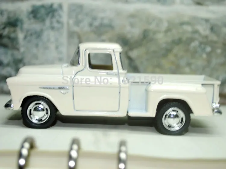 YJ KT 1/32 Scale, игрушки для автомобиля с оттягиванием, США 1955, Chevy Stepside, пикап, литая металлическая модель автомобиля, игрушка для подарка/коллекции/детей