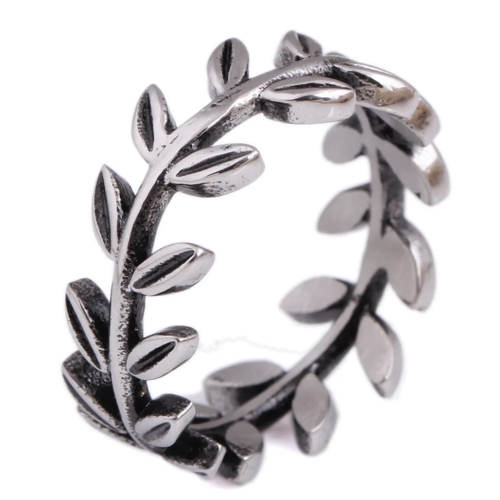 

NIBA Brand Hot Selling Stainless steel Female Jewelry Vintage Leaf Ring For Women Size 6,7,8,9