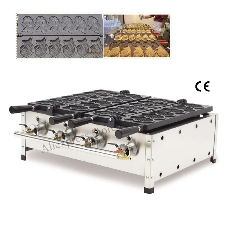 Коммерческий газ Taiyaki машина с 12 шт. формы газа в форме рыбы вафельница уличный Перекус Taiyaki делая машину