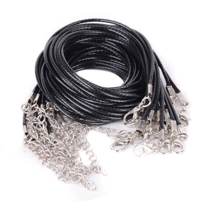 10pcs/lot Vintage DIY Chains Pendant Necklace Shellhard Fashion Leather Cord Necklace Rope Chain with Lobster Clasp Jewelry
