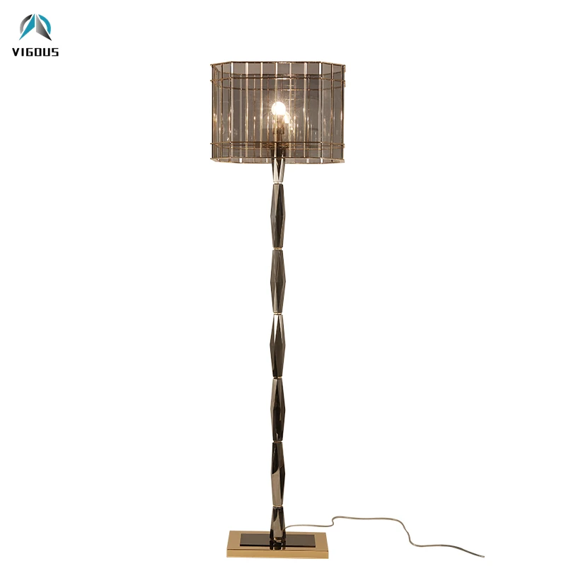 

Post Modern Luxury K9 Crystal Holder Floor Lamp Lustre Gray Glass Crystal Led Floor Lamp Luminaire Lamparas Indoor Lighting