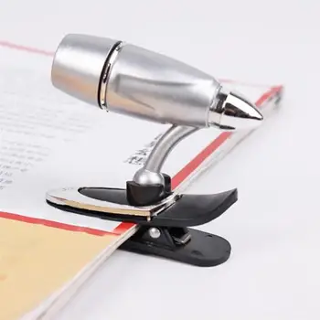 

LED Bullet Light Mini Clip on Book Lamp Adjustable Reading Book LED Light for Student Dormitory(Silver)