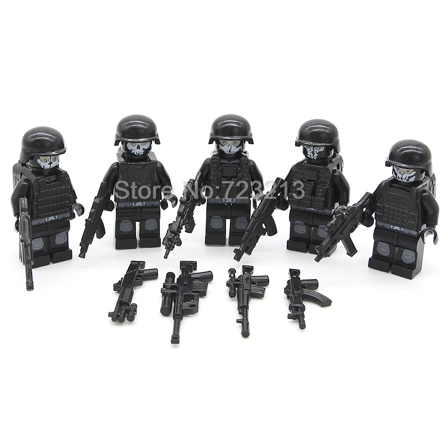 Hot Sale 5pcs/lot SWAT Ghost Soldier Military Figure Set Weapon Gun Legoingly Building Blocks Sets Models Bricks Toys Hot Sale 5pcs/lot SWAT Ghost Soldier Military Figure Set Weapon Gun Legoingly Building Blocks Sets Models Bricks Toys