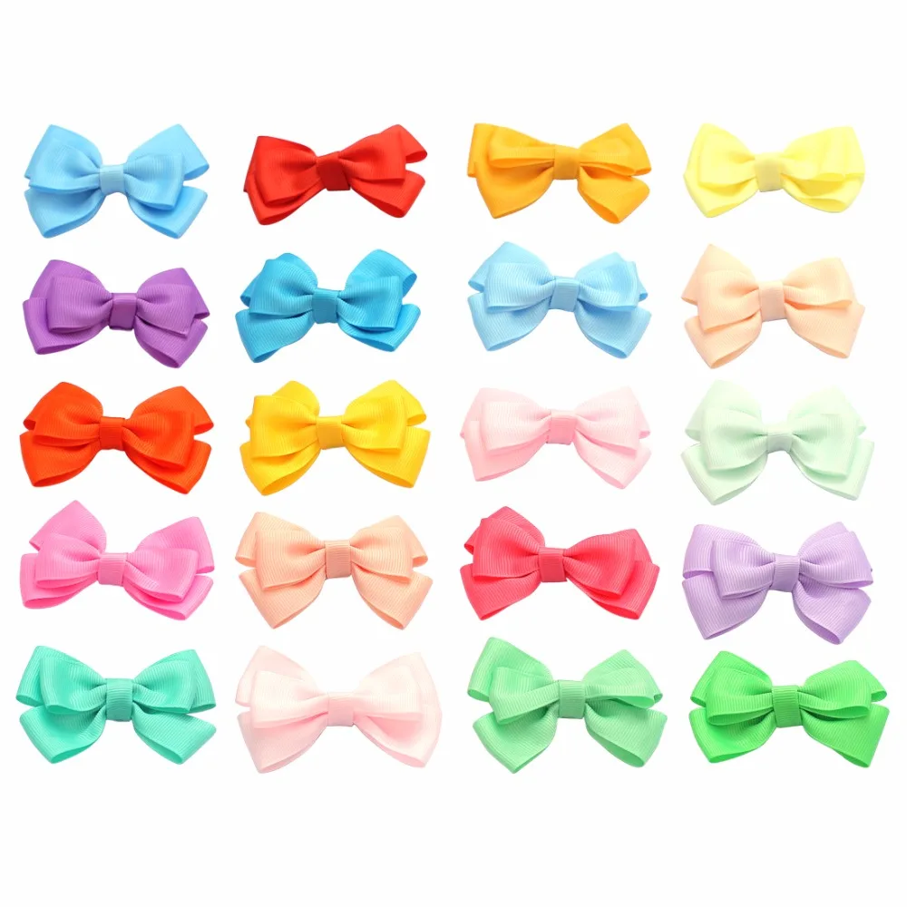 

20pcs/lot Hair Bows Fashion Baby Girl Solid Ribbon Hair Bows Alligator Clips for Toddlers,Kids,Children fasce capelli neonata