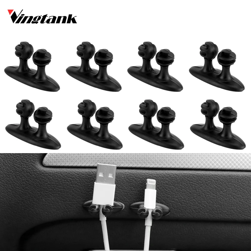 8Pcs Car Wire Cable Holder Tie Clip Fixer Organizer Adhesive Car