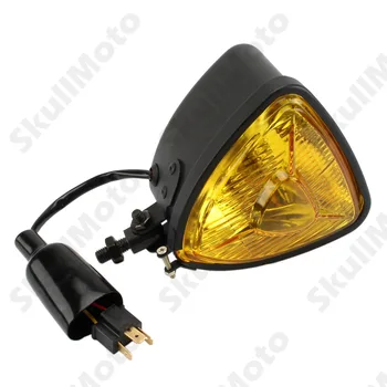 

Triangle Motorcycle Headlight Amber Retro Vintage Old School Head Lamp Custom Black For Honda Bobber Chopper Cafe Racer Custom