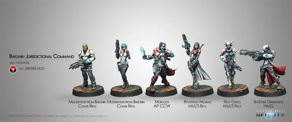 

[Loong Way Miniatures] Corvus Belli Infinity 0622 BAKUNIN JURISDICTIONAL COMMAND NOMADS SECTORIA 32mm Metal Miniature