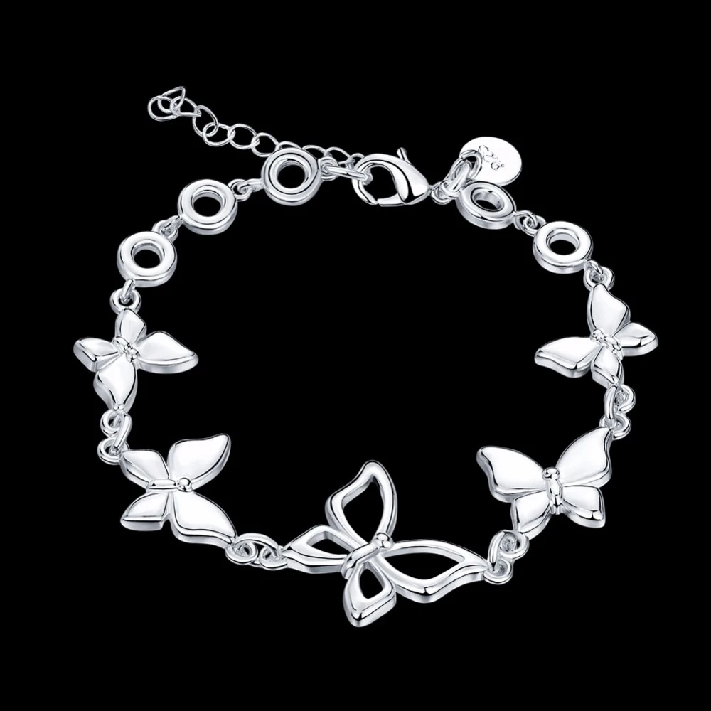 Очаровательные браслеты с рисунком бабочки Настоящее серебро 925 проба кубического циркония для женщин женские милые свадебные дизайнерские подарки