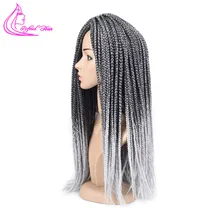 Refined Box Crochet Braids Twist 22Strands 14" 18" 22" Synthetic Hair For African Braids Ombre Brown Red Grey Crochet Hair