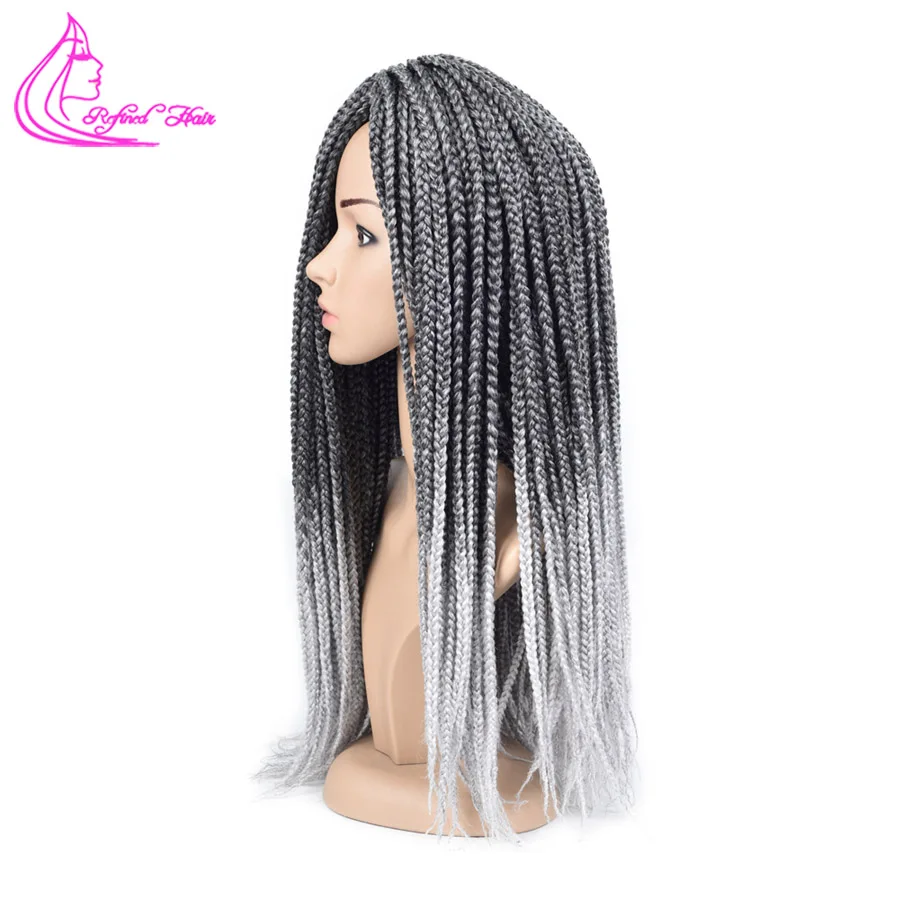 

Refined Box Crochet Braids Twist 22Strands 14" 18" 22" Synthetic Hair For African Braids Ombre Brown Red Grey Crochet Hair