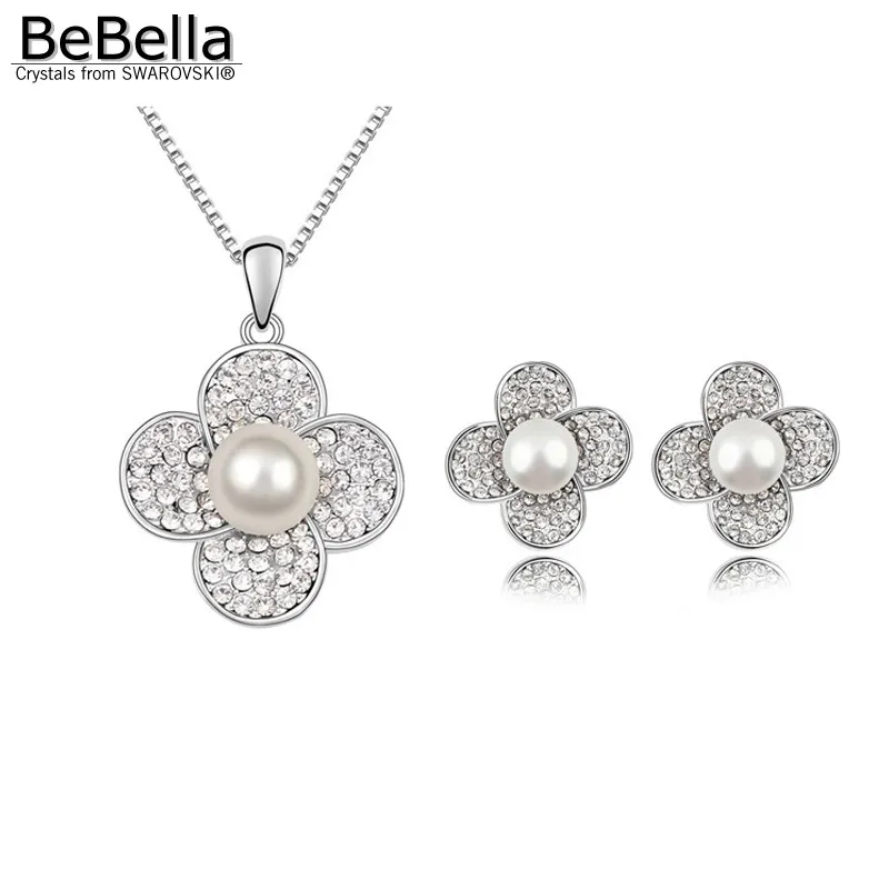 Комплект из жемчужного ожерелья с элементами Swarovski|necklace set|pearl necklace setnecklace pearl set |