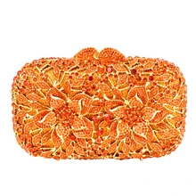 Blumenmuster abendtasche blau luxus kristall orange abend-handtasche gold diamant party geldbeutel silber bankett tasche 88165