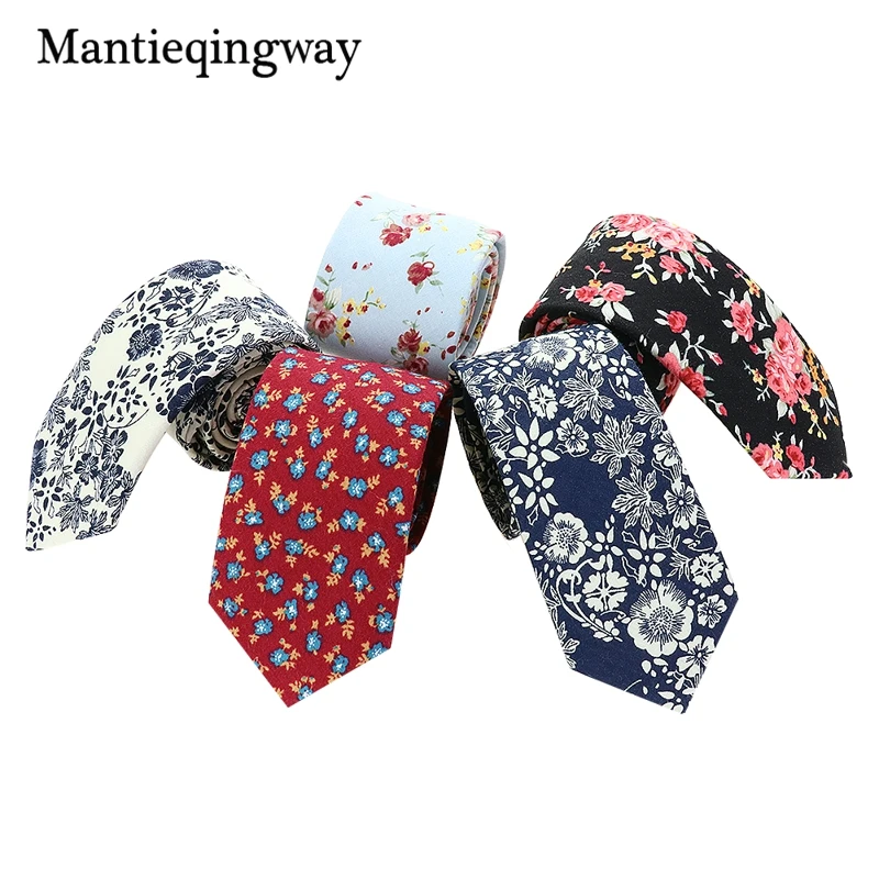 

Mantieqingway Vintage Men's Floral Neck Tie Blue and White Cotton Casual Fashion Ties for Mens Wedding Party Flower Neckwear Tie
