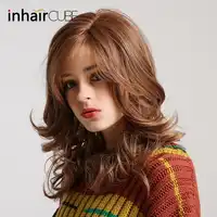 Inhair Cube Long Wavy Natural Brown Cosplay Wigs 18" Natural Women's Wig Costume Party Heat Resistant Synthetic Fake Hair pieces