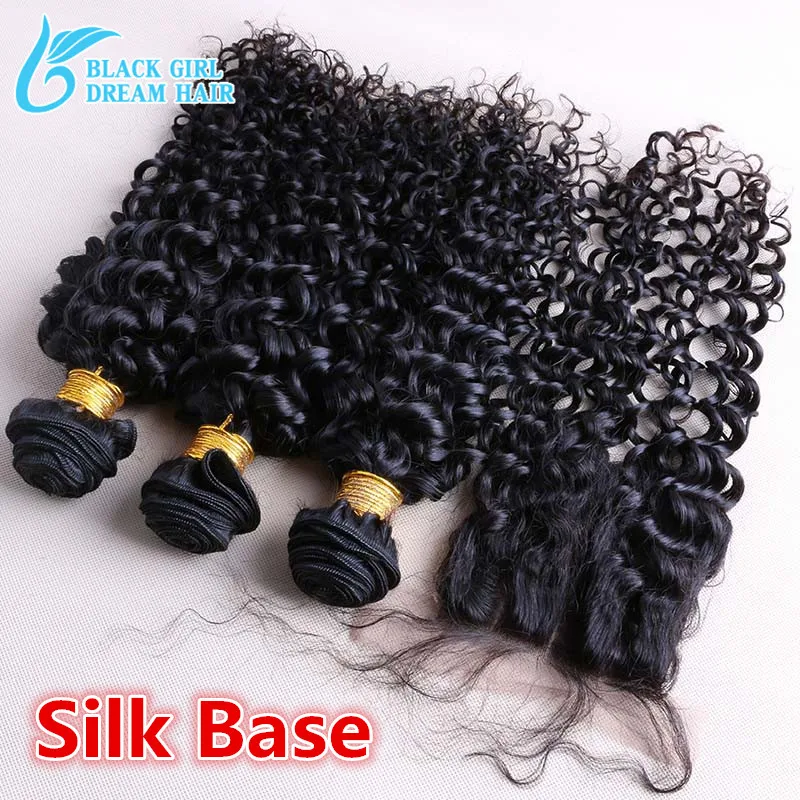 

Cheap Peruvian Deep Curly Silk Base Clousre With Bundles ,Peruvian Virgin Hair With Silk Base Closure Bleached Knots