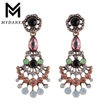 MYDANER 2017 Luxury Colorful Geometric Dangle Earrings Statement Boho Crystal Pendant Drop Earrings for Women Wedding Jewelry