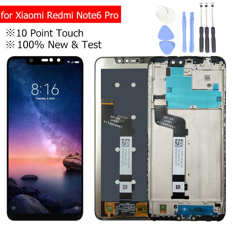 

100% New for Xiaomi Redmi Note 6 Pro LCD Display with Frame Touch Screen Digitizer LCD Redmi Note6 Pro Assembly Repair Parts