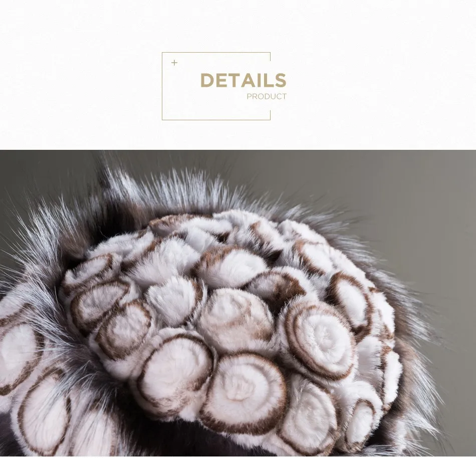 Новые модные женские зимние шапки из натурального меха кролика Рекс, роскошные элегантные шапки с розами, шапочка "Лиса", Femme Skullies Beanies