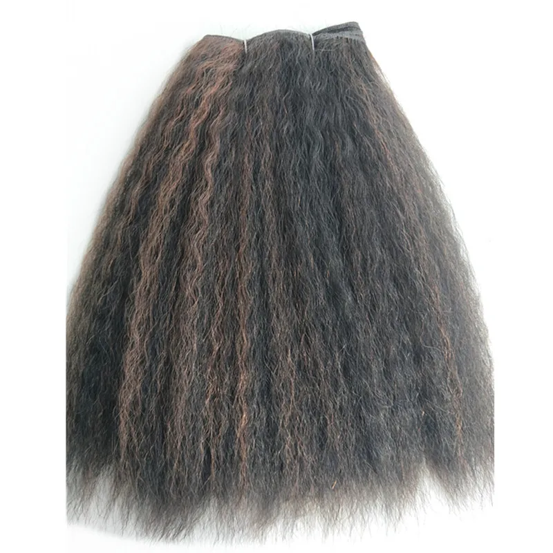 

Pervado Hair 1piece 100g Afro Kinky Straight Hair Bundles 14inch Brown Synthetic Hair Weaving Fluffy Hair Wefts for Women
