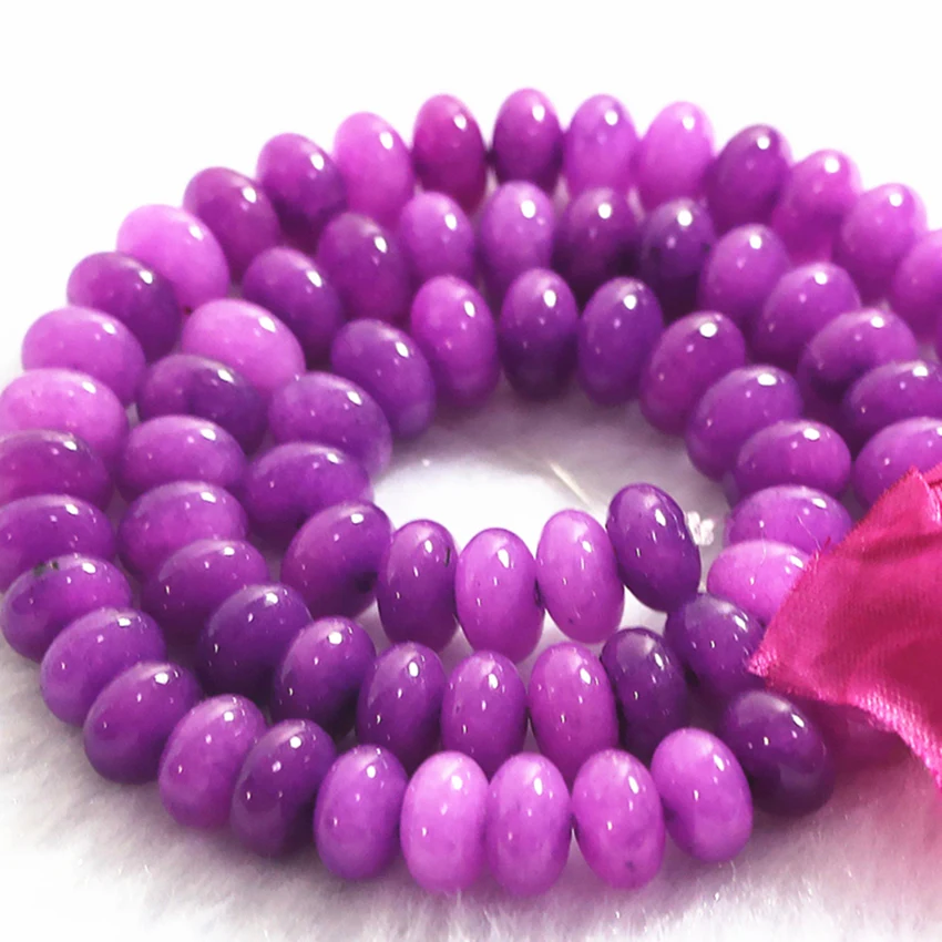 

5X8mm fashion purple natural stone chalcedony jades rondelle abacus beads diy jewelry loose beads findings 15inch B173