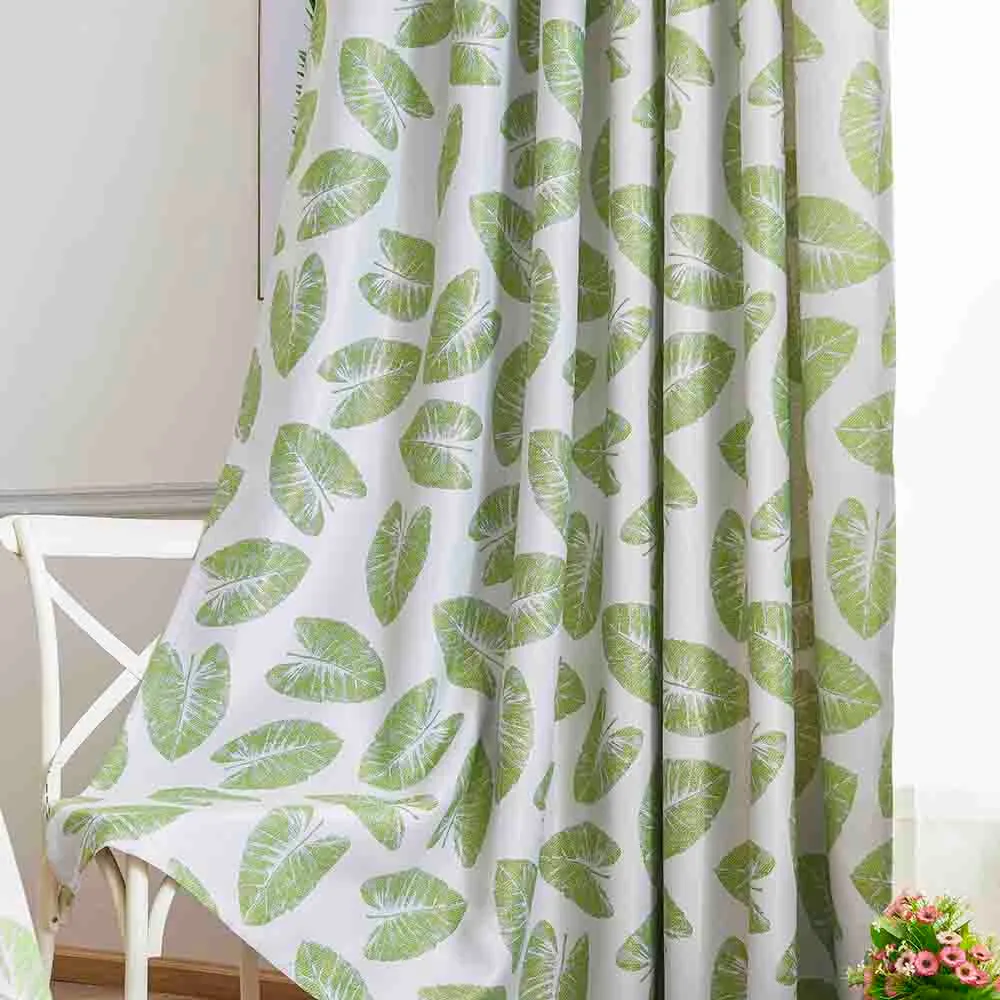 Leaves Pattern Blackout Curtains Window Treatments Voile Drapes for Bedroom Fabric Kids Kitchen cortinas para la sala
