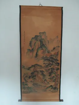 

Home wall decoration painting ,Chinese old paper scroll painting Wang shi min "mountain" landscape Painting