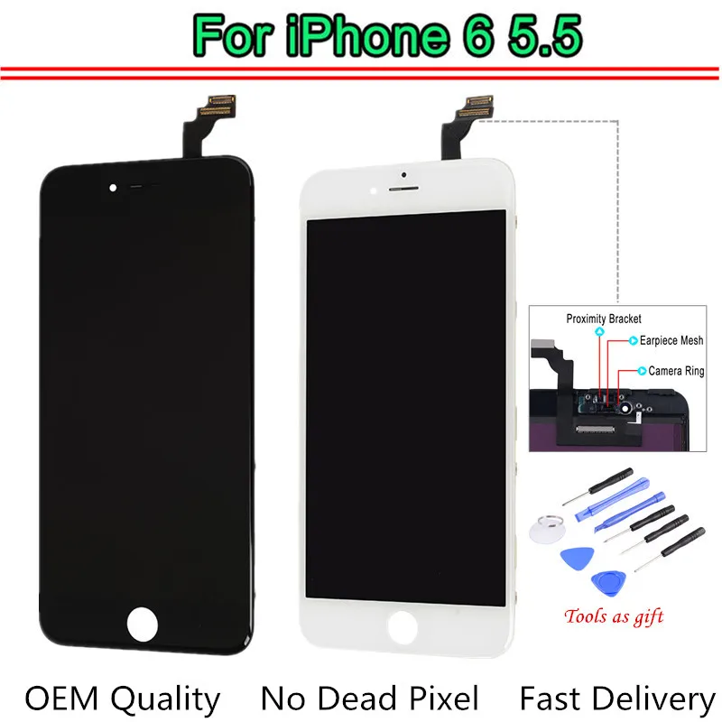 

1PC OEM AAA Quality For iPhone 6 Plus LCD Replacement Screen LCD with Digitizer Assembly Display Tested One by One +Tools