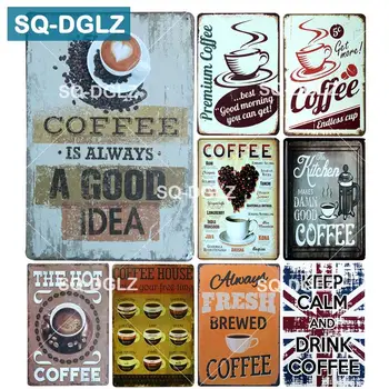 

[SQ-DGLZ] Coffee Metal Sign Plaque Metal Vintage Tin Sign Pub Bar Decoration Plate Home Wall Decor Art Poster Metalen Borden