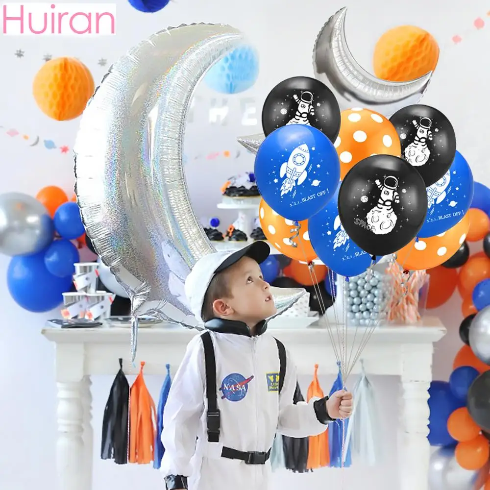 

HUIRAN Astronaut Rocket Balloon Set Latex Balons Outer Space Party Ballons Space Birthday Baloon Baby Shower Balloon Accessories