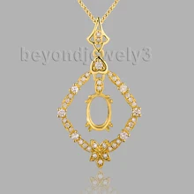 Новинка! Свадебные украшения 18Kt желтого золота Овальный 5x7 мм полу крепление кулон WP048