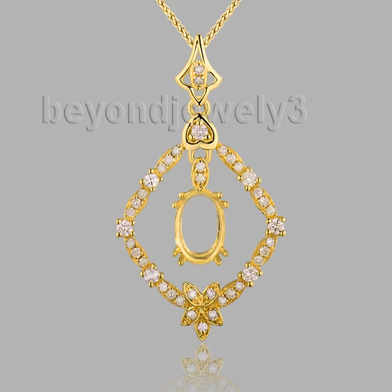 

New!!! Wedding Jewelry 18Kt Yellow Gold Oval 5x7mm Semi Mount Pendant WP048