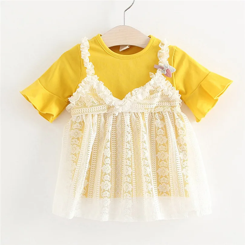 2019 New cute Toddler Kids Baby Girl Lace Flower Princess Tulle Dress Clothes Outfits baby show gifts (5)