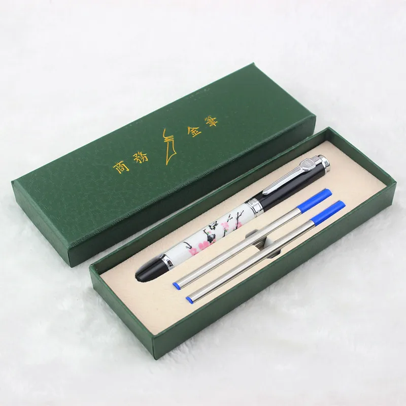 Высококачественная Роскошная деловая роликовая ручка jinhao, керамические шариковые ручки с цветком сливы, 0,7 синие и черные чернила для бизнес-офиса, подарок - Цвет: E